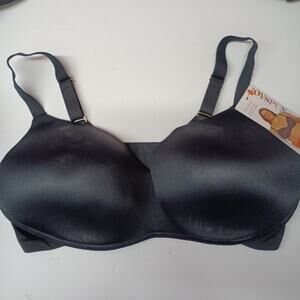 Joyspun Plus Wirefree Full Coverage Bra Women's Size 40DD Black Smooth Wings